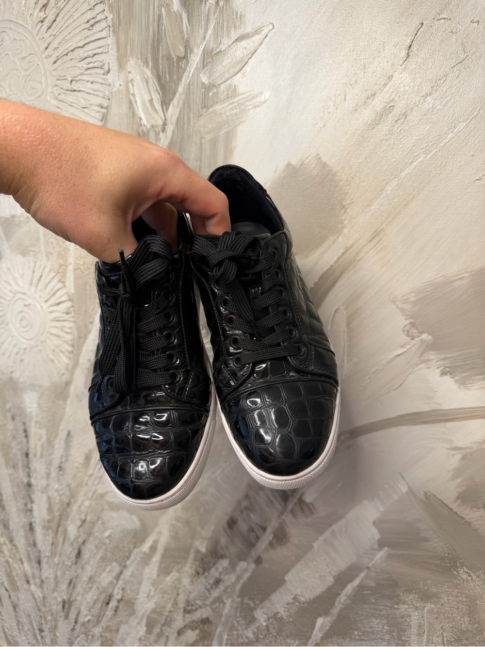Christian Louboutin Black Fun Vieira Leather Low Top Sneakers Size 36
